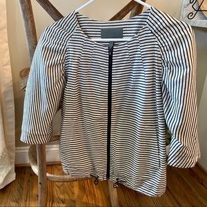Theonne Black and Cream Striped Jacket Size S